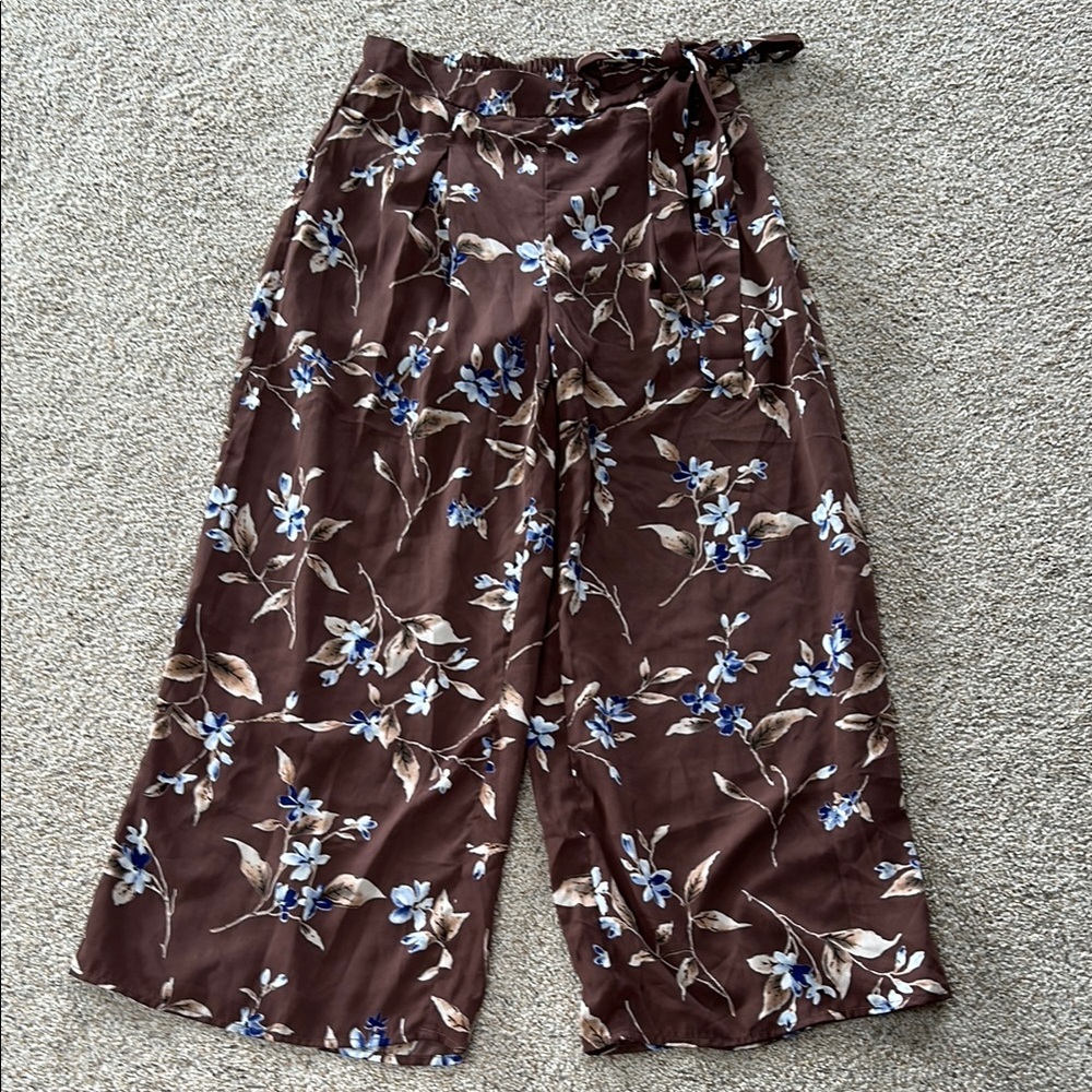 Sienna Sky Brown and Blue Wide Leg Pants
